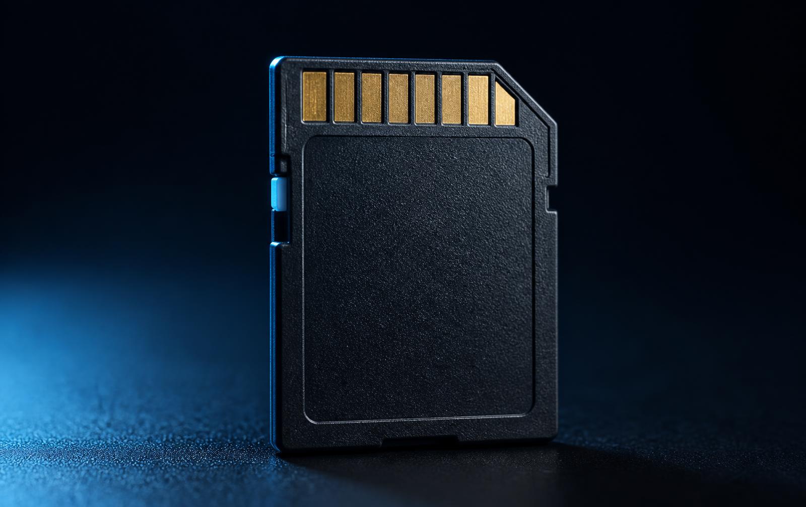Macro detail of the printed markings on a STINGRAY memory card